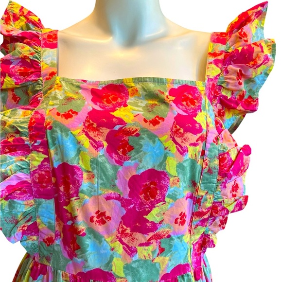 Vibrant Floral Maxi Dress with Raffles Sixe XL - Picture 8 of 10